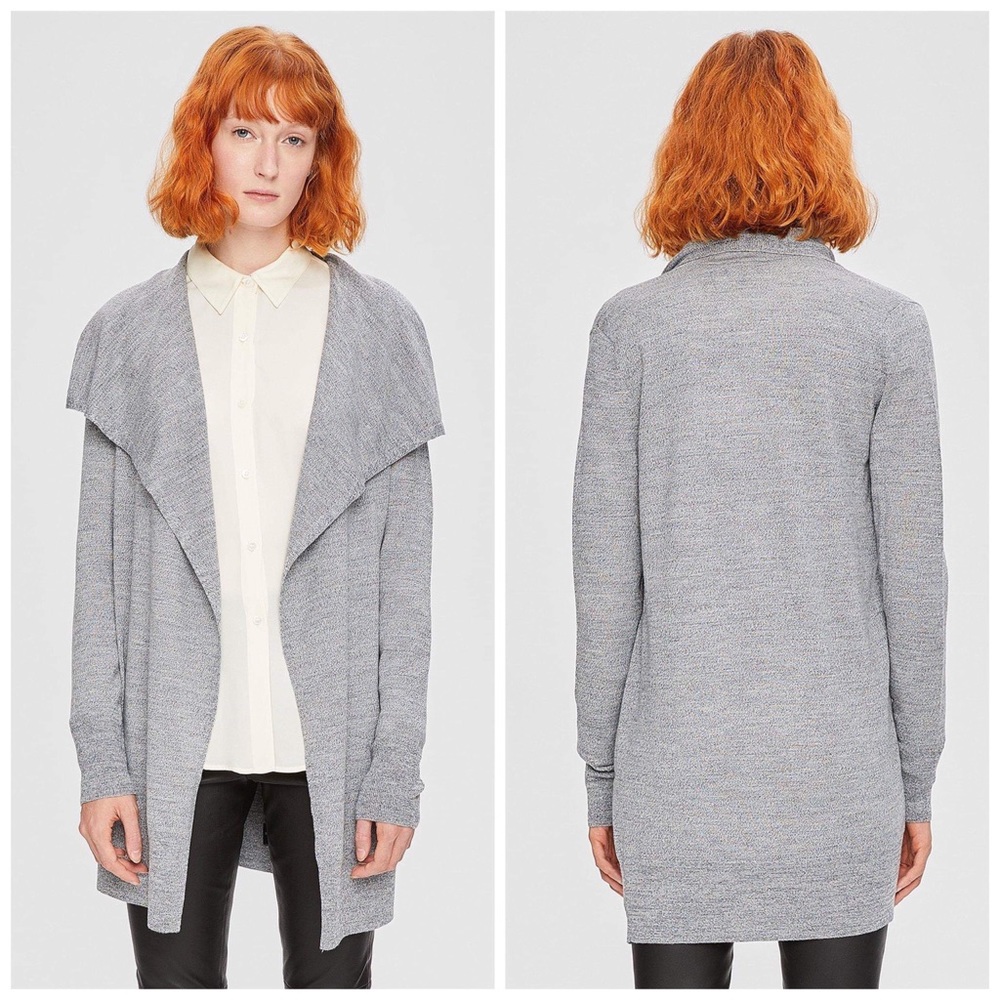 Theory | 100% Wool Trincy Draped Sweater Cardigan Gray Size Small
